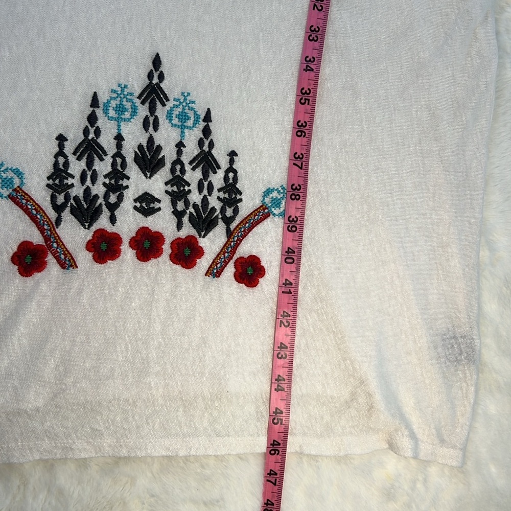 JOHNNY WAS Linen Midi Shirt Dress Cover Up Sheer Embroidery Loose Beach S READ - Picture 11 of 16